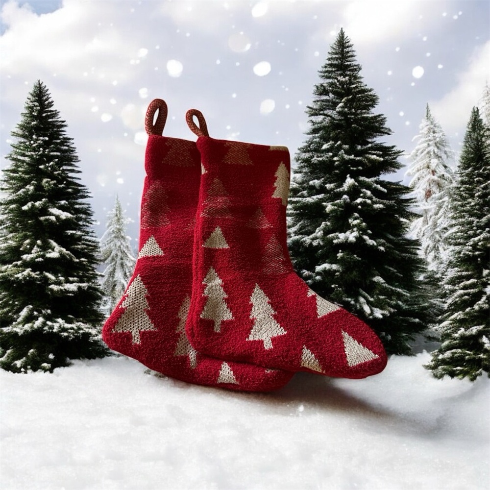 Festive Red Christmas Tree Stockings